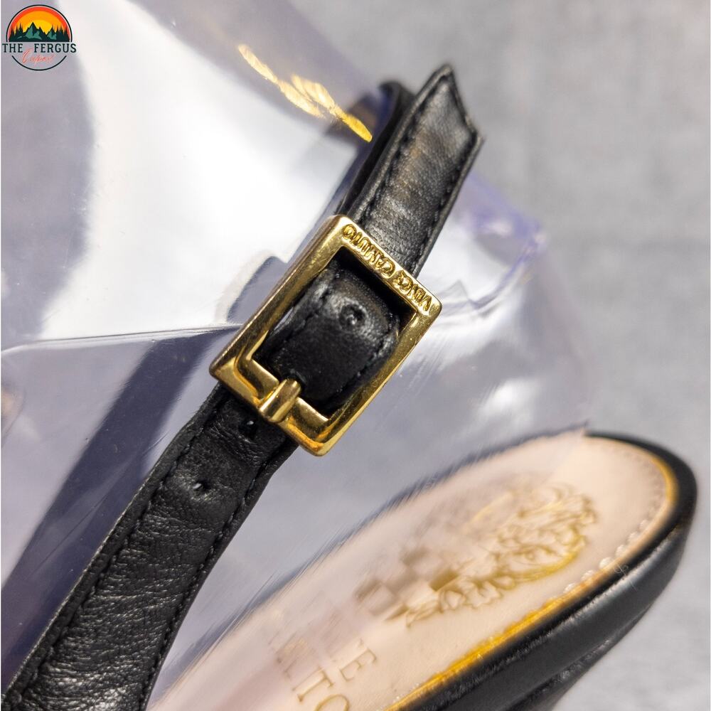 Vince Camuto Stefania Slingback Stiletto Heels Black Leather Women's Size 7.5 M - Picture 10 of 13